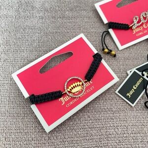 Juicy Couture Black Rope Gold Tone Crown Friendship Adjustable Bracelet NWT